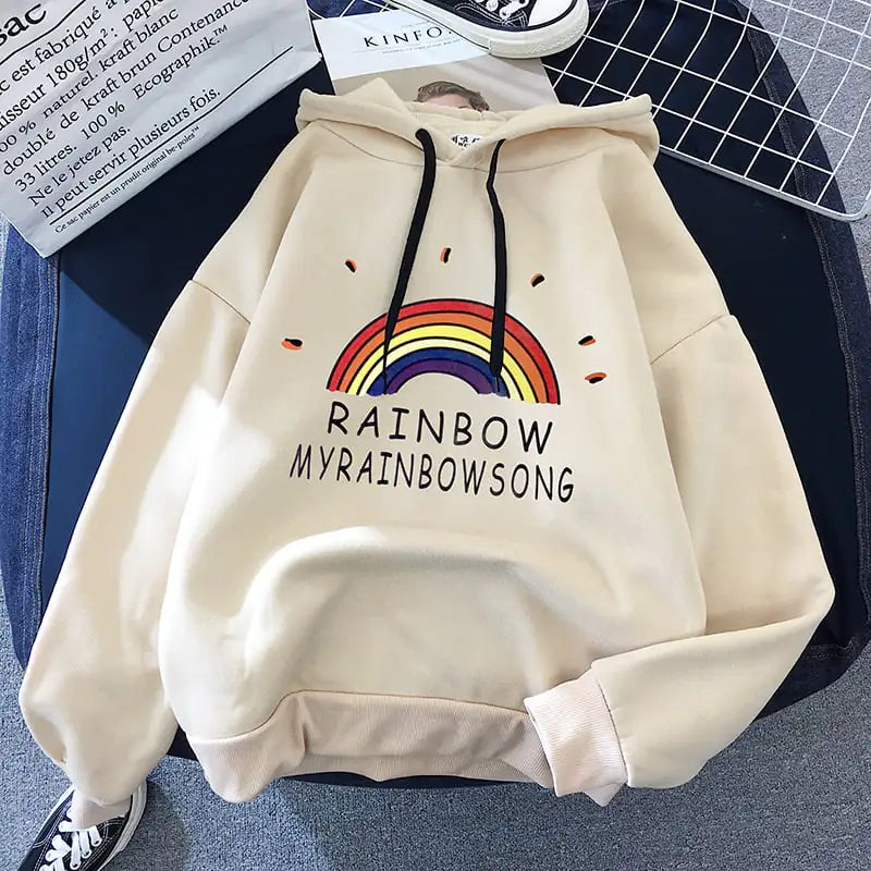 Suéter holgado de manga larga con capucha para mujer de estilo coreano