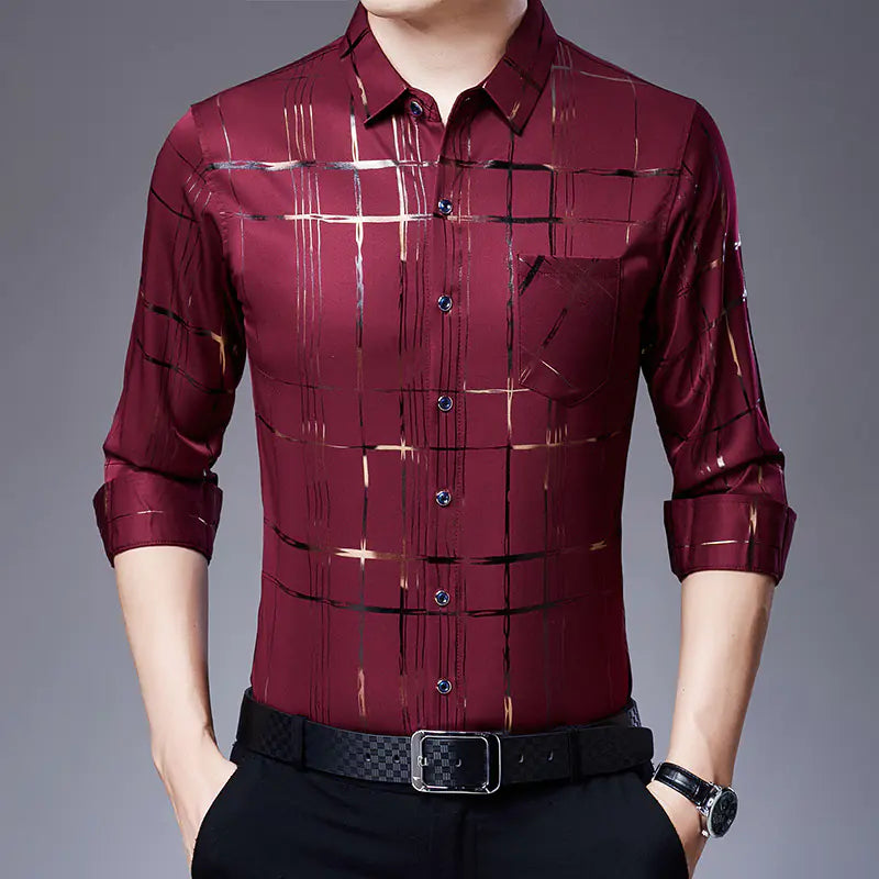Camisa casual de moda para hombre en poliéster y elastano