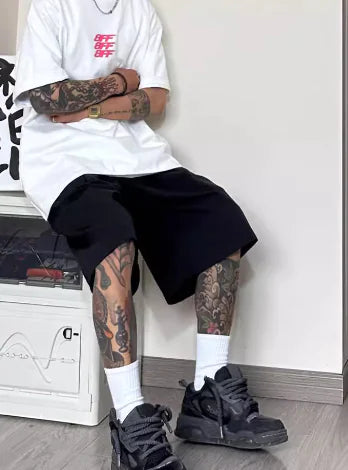 Pantalones anchos, holgados y recortados con cintura elástica