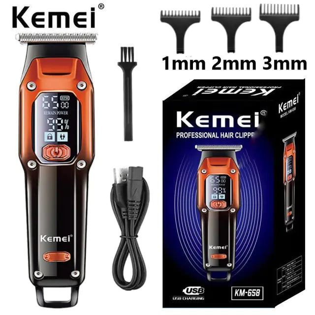 Kemei KM-658 LCD USB maquinilla para peluqueras