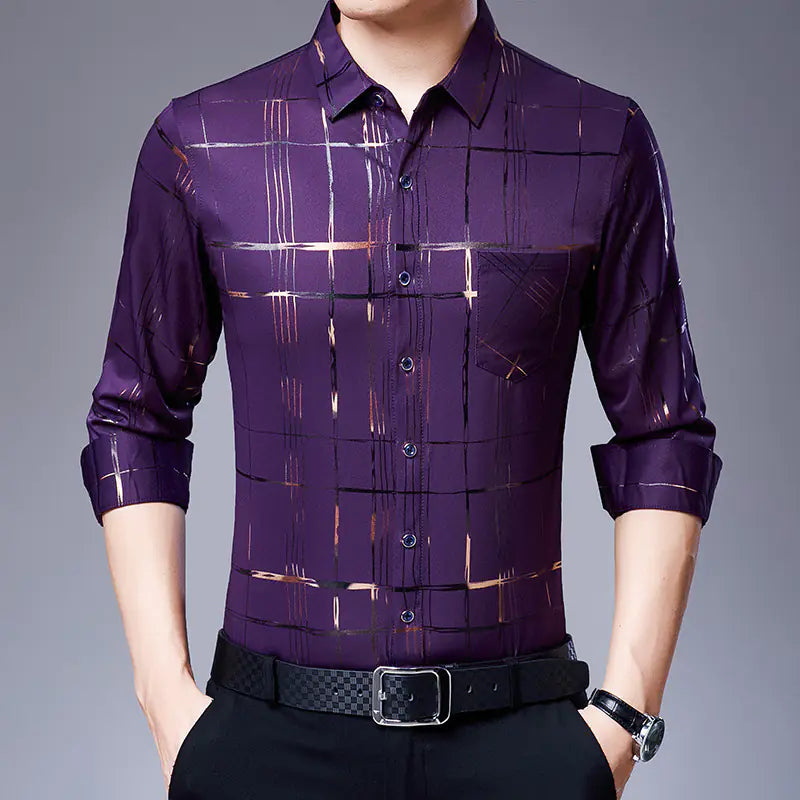 Camisa casual de moda para hombre en poliéster y elastano