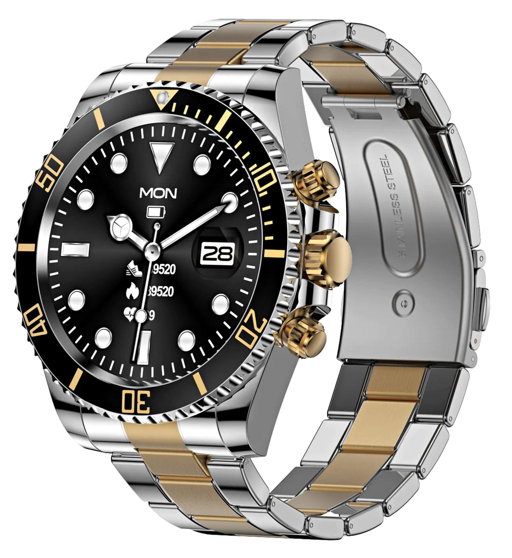 Reloj inteligente para teléfonos Android, Responder - Hacer llamadas, SMS ,Recordatorios. Reloj inteligente compatible con iPhone , Bluetooth. Reloj de fitness de acero inoxidable Relojes inteligentes para hombres .