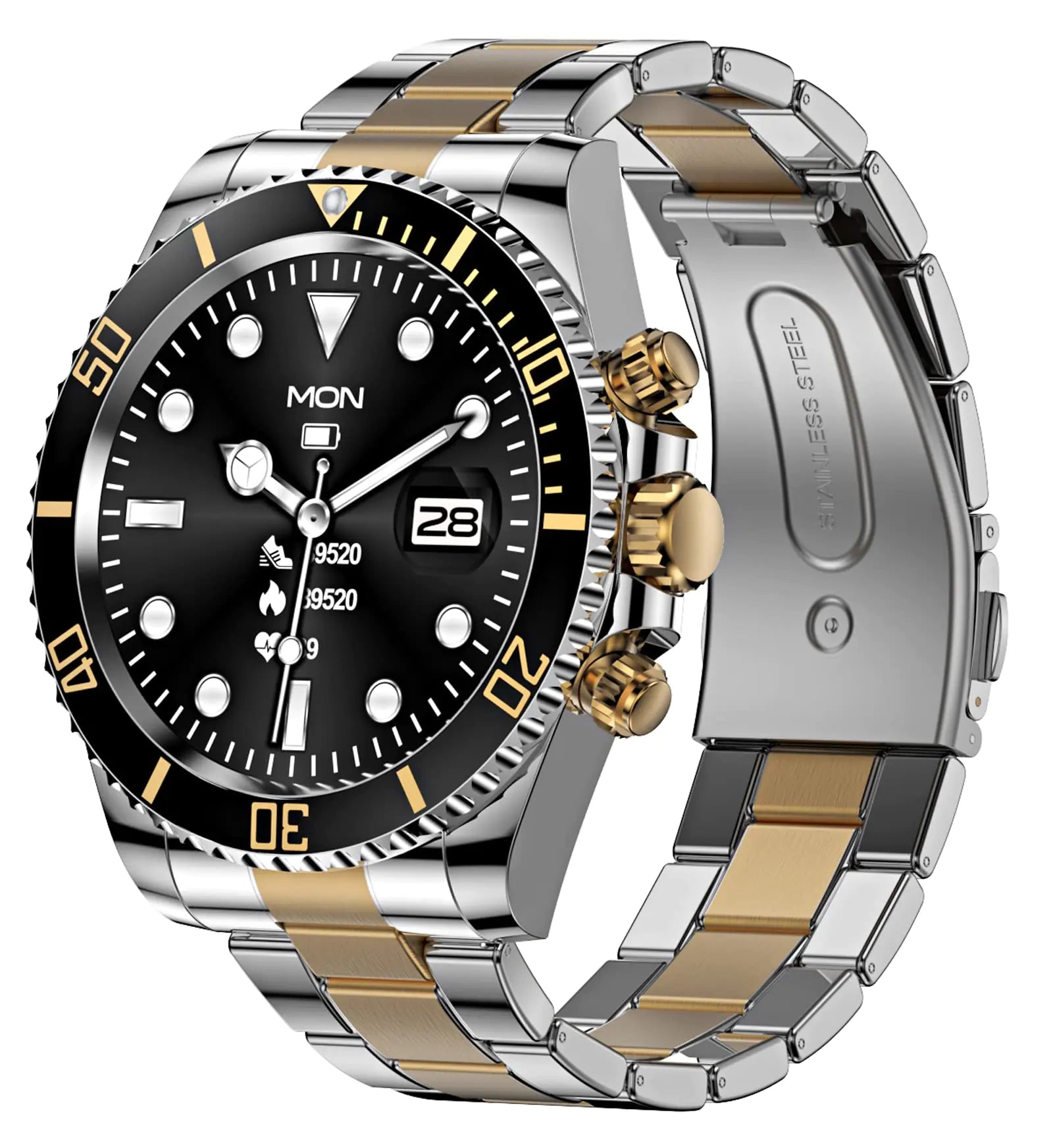 Reloj inteligente para teléfonos Android, Responder - Hacer llamadas, SMS ,Recordatorios. Reloj inteligente compatible con iPhone , Bluetooth. Reloj de fitness de acero inoxidable Relojes inteligentes para hombres .