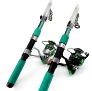 Kit de caña y carrete de pesca verde | Fibra de carbono (individual)