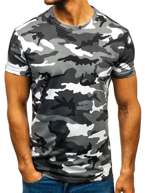 Camiseta de camuflaje para hombre en poliéster/spandex