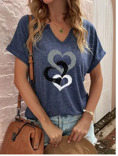 Camisetas cortas en V para mujer