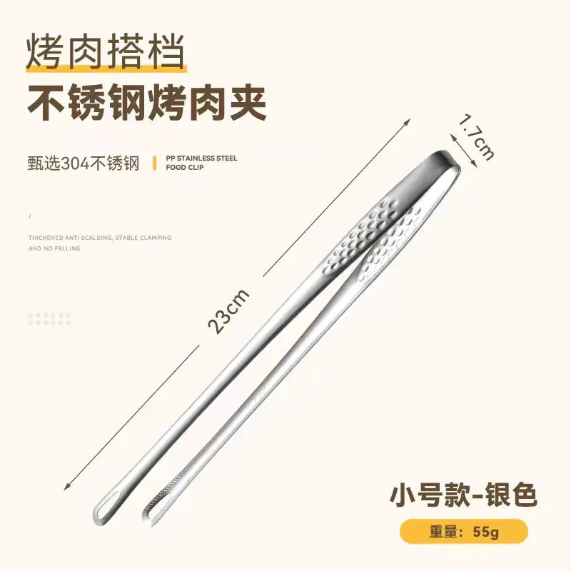 Pinzas coreanas para barbacoa de acero inoxidable para asar a la parrilla