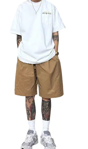 Pantalones anchos, holgados y recortados con cintura elástica