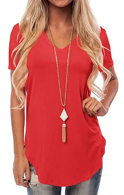 Camiseta  holgada de manga corta con cuello en V