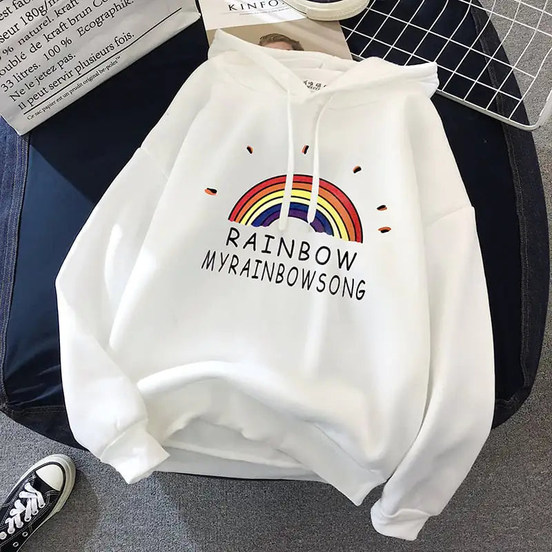 Suéter holgado de manga larga con capucha para mujer de estilo coreano