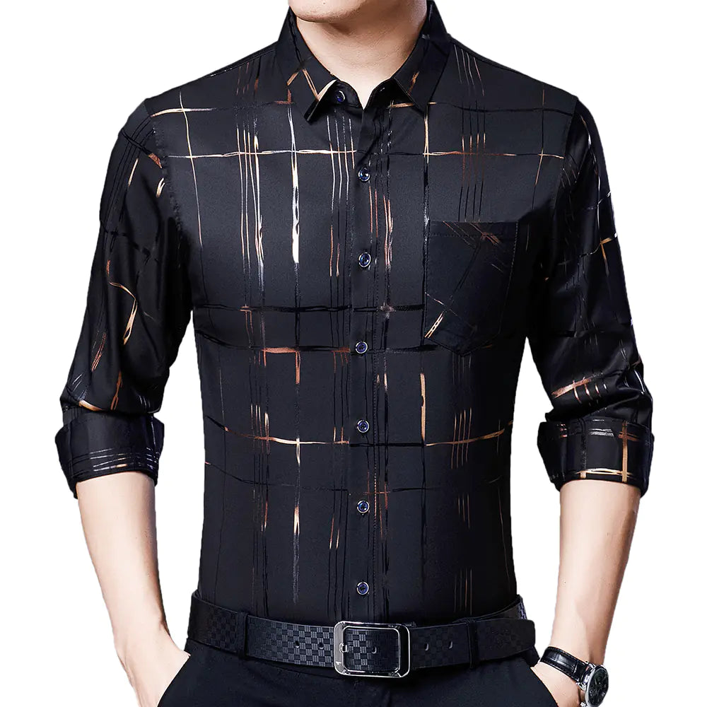 Camisa casual de moda para hombre en poliéster y elastano