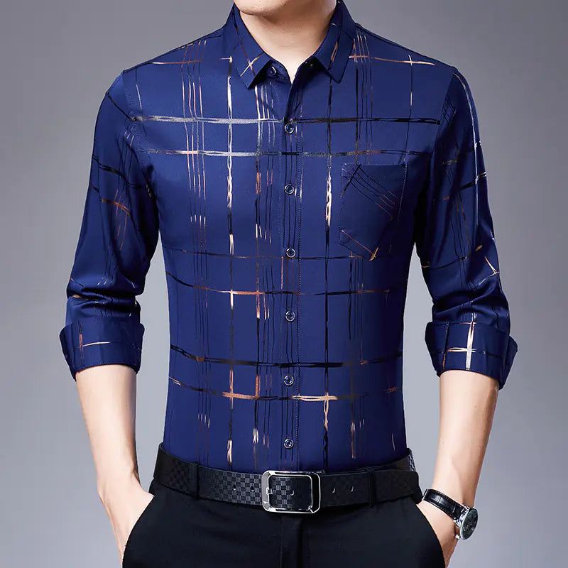 Camisa casual de moda para hombre en poliéster y elastano