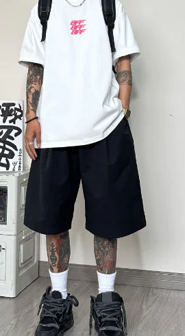 Pantalones anchos, holgados y recortados con cintura elástica