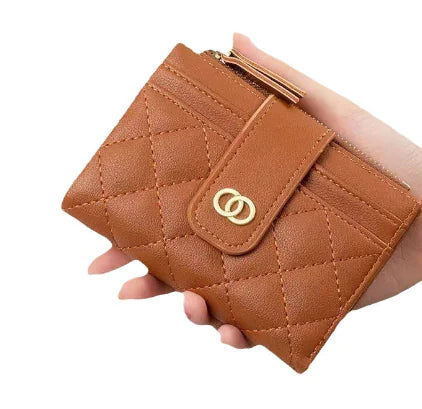 Cartera clásica de mujer con bordado y monedero