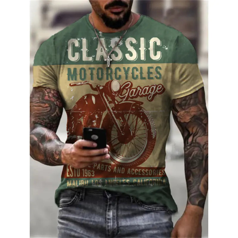 Camiseta retro de estilo urbano de verano para hombre