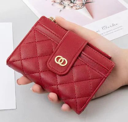 Cartera clásica de mujer con bordado y monedero