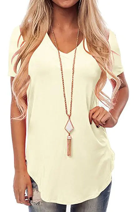 Camiseta  holgada de manga corta con cuello en V