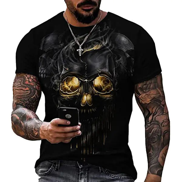 Camiseta informal para hombre con estampado de mitos en poliéster y elastano