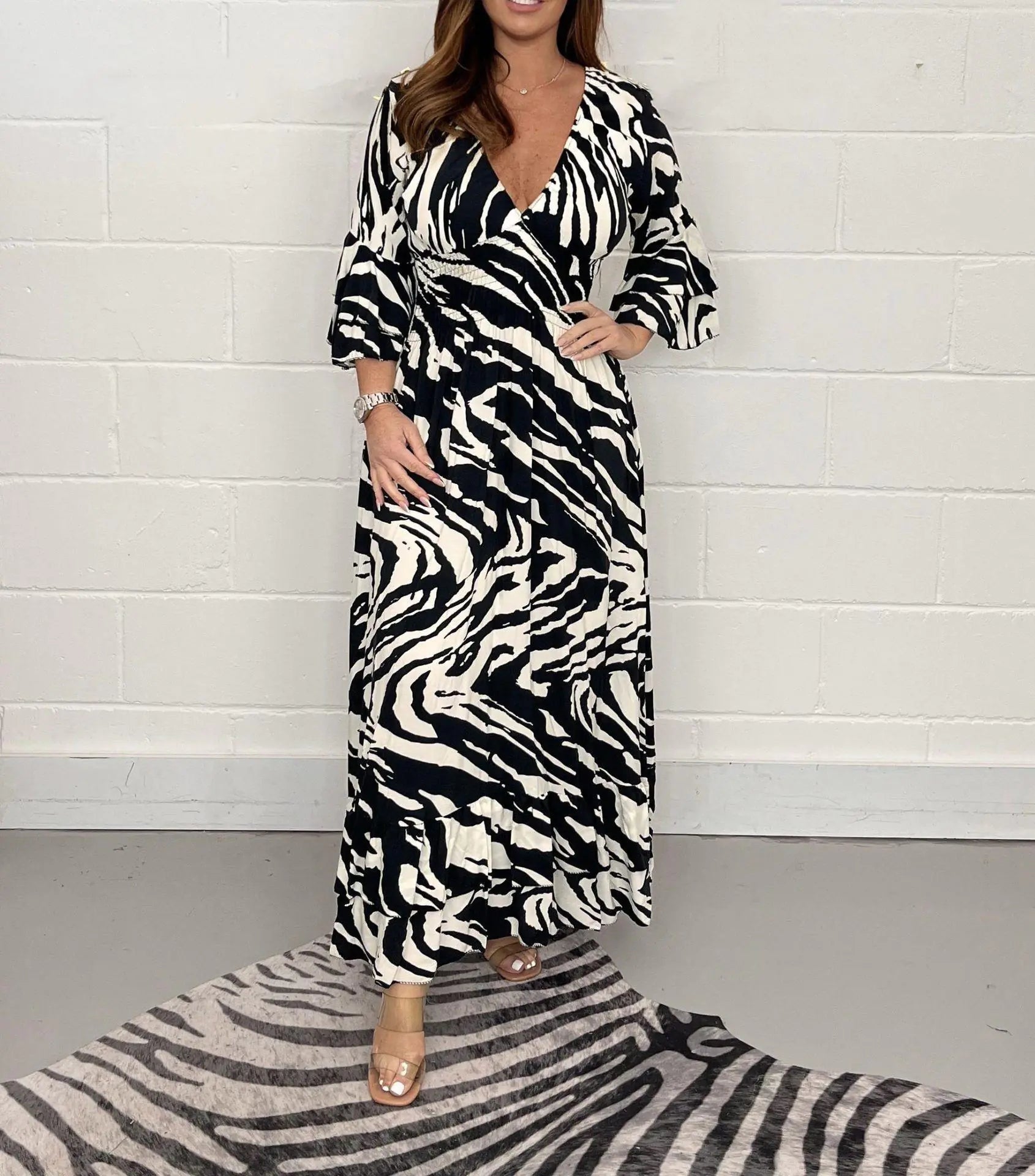 Vestido casual estampado para mujer otoño/invierno