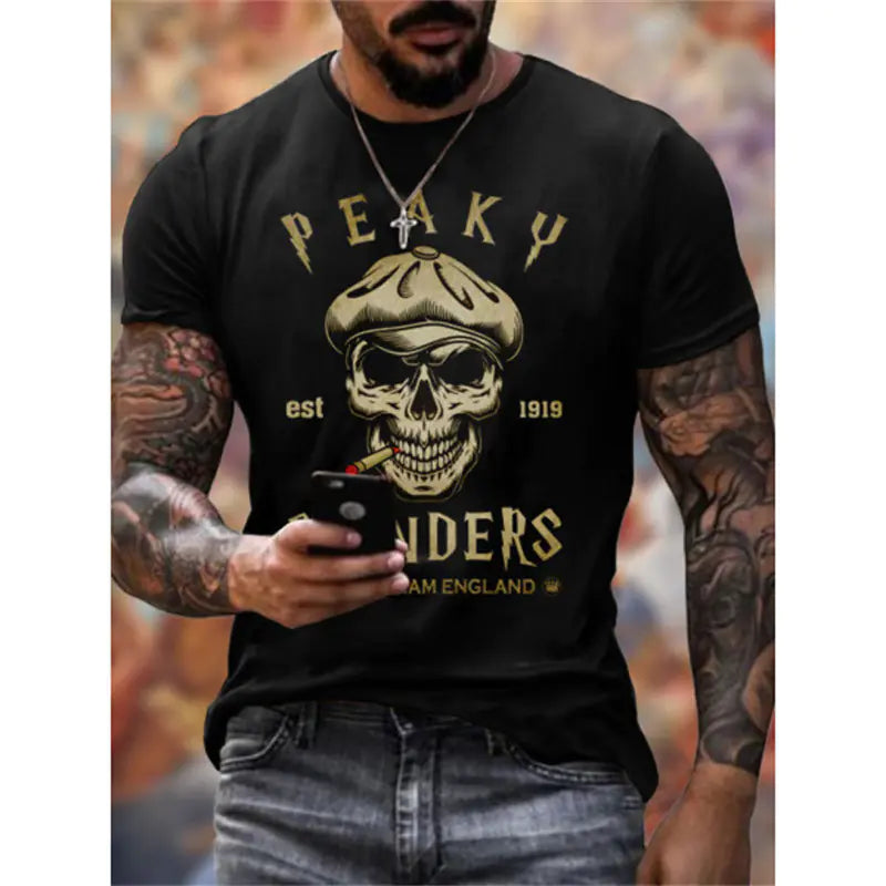 Camiseta retro de estilo urbano de verano para hombre