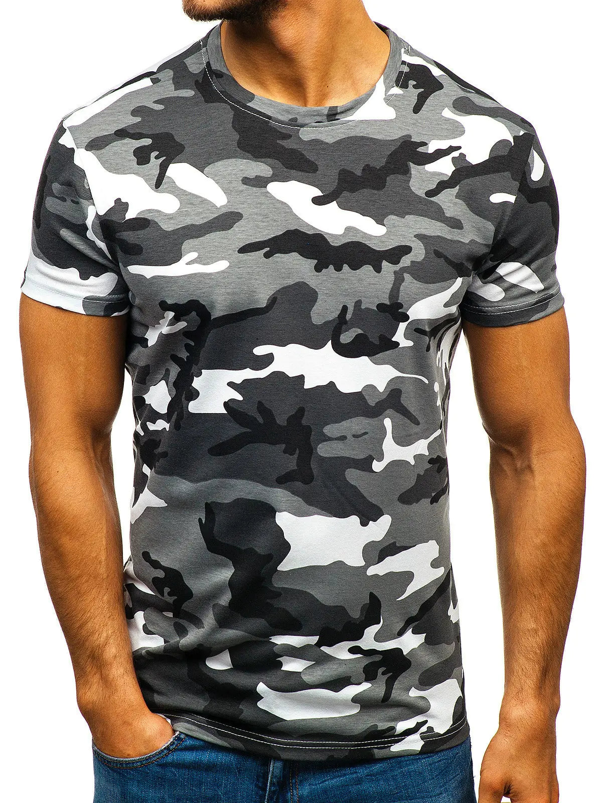 Camiseta de camuflaje para hombre en poliéster/spandex