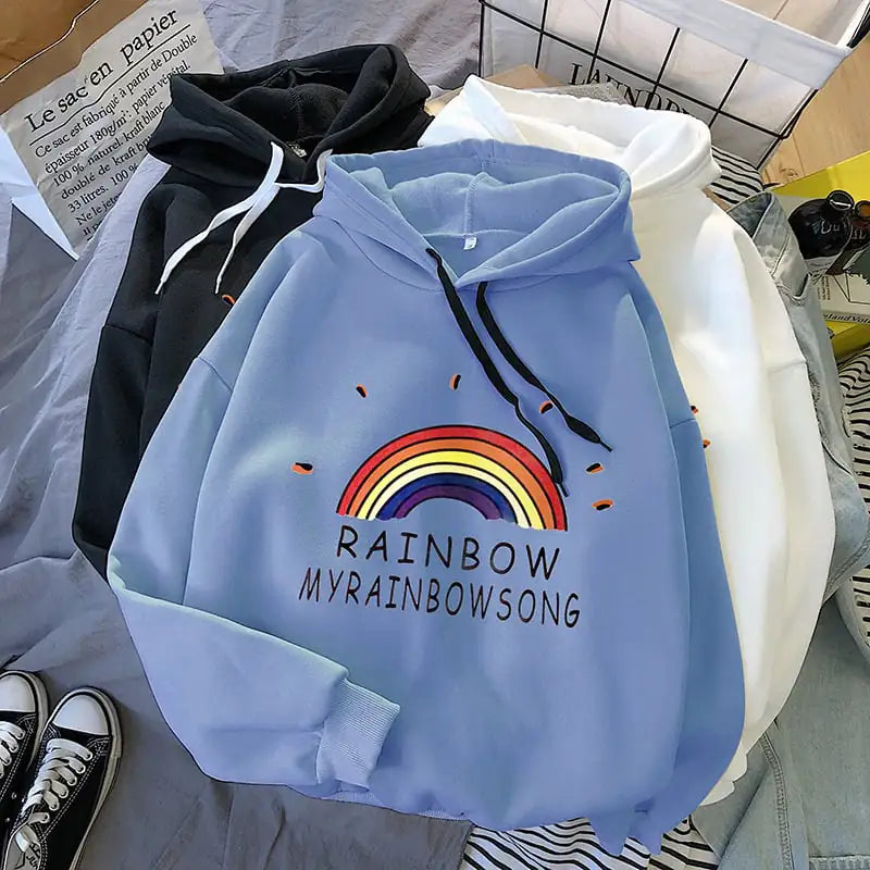 Suéter holgado de manga larga con capucha para mujer de estilo coreano