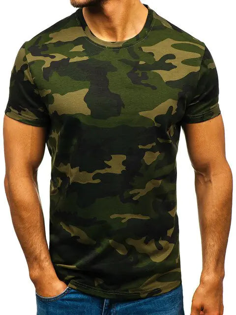 Camiseta de camuflaje para hombre en poliéster/spandex