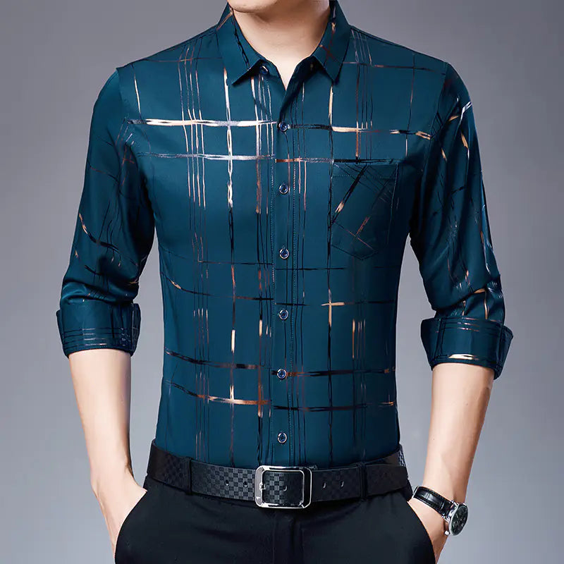 Camisa casual de moda para hombre en poliéster y elastano