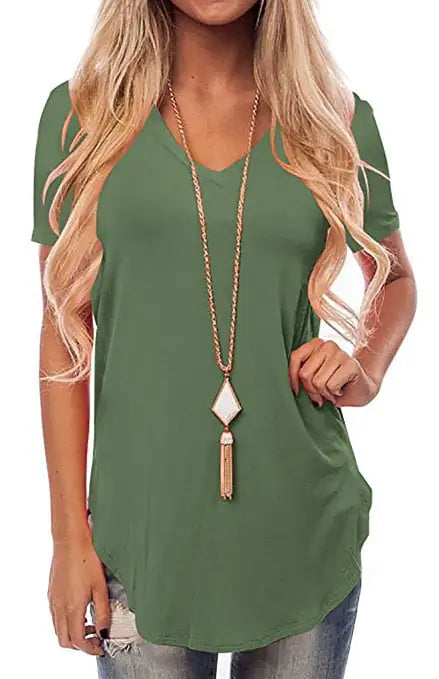 Camiseta  holgada de manga corta con cuello en V