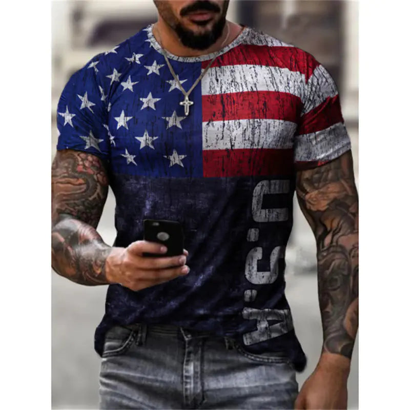 Camiseta retro de estilo urbano de verano para hombre