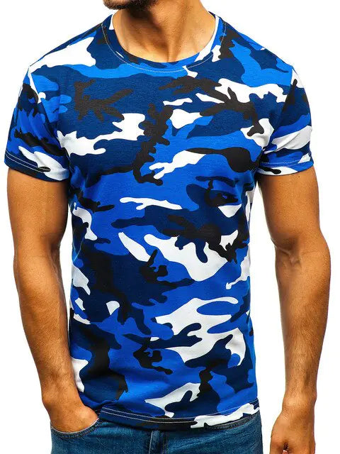 Camiseta de camuflaje para hombre en poliéster/spandex