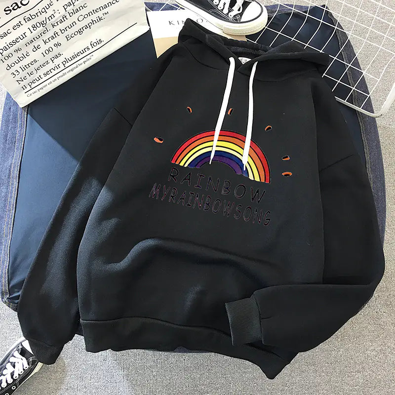 Suéter holgado de manga larga con capucha para mujer de estilo coreano