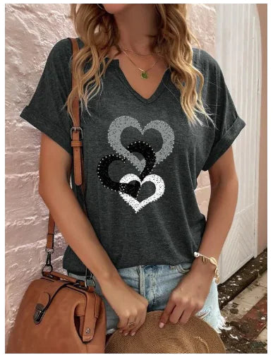 Camisetas cortas en V para mujer