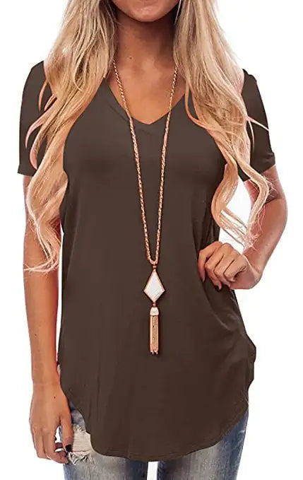 Camiseta  holgada de manga corta con cuello en V