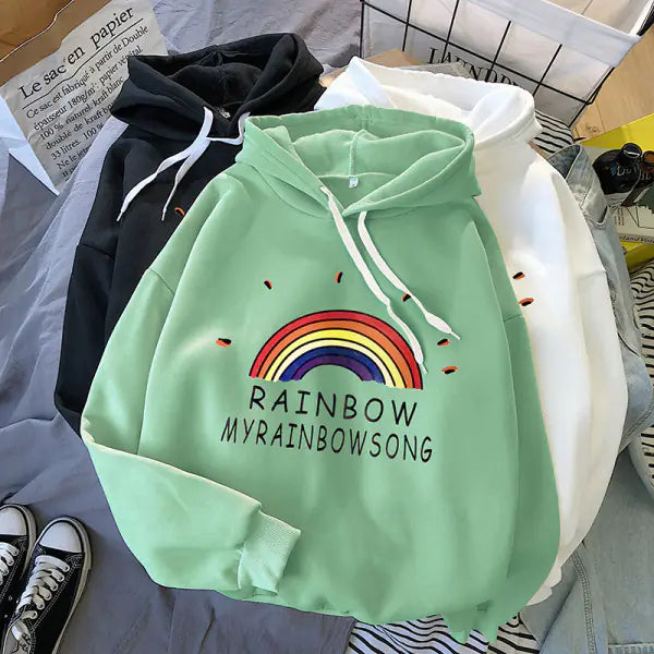 Suéter holgado de manga larga con capucha para mujer de estilo coreano