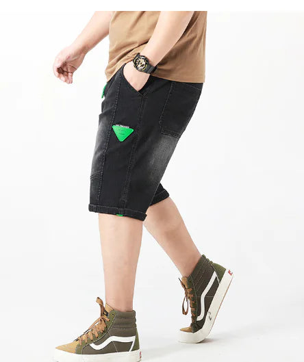 Pantalones cortos vaqueros casuales para hombre con cintura elástica