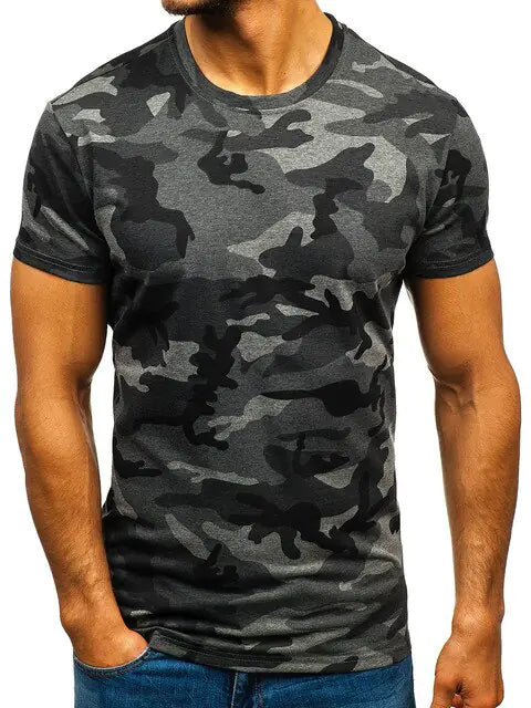 Camiseta de camuflaje para hombre en poliéster/spandex