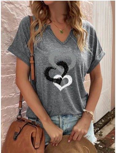 Camisetas cortas en V para mujer