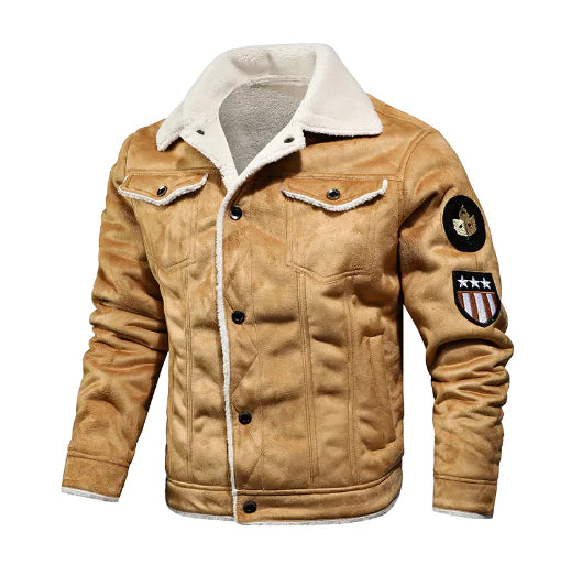 Chaqueta informal holgada , abrigo de piel de oveja para hombre