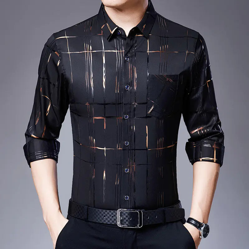 Camisa casual de moda para hombre en poliéster y elastano