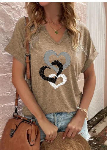 Camisetas cortas en V para mujer