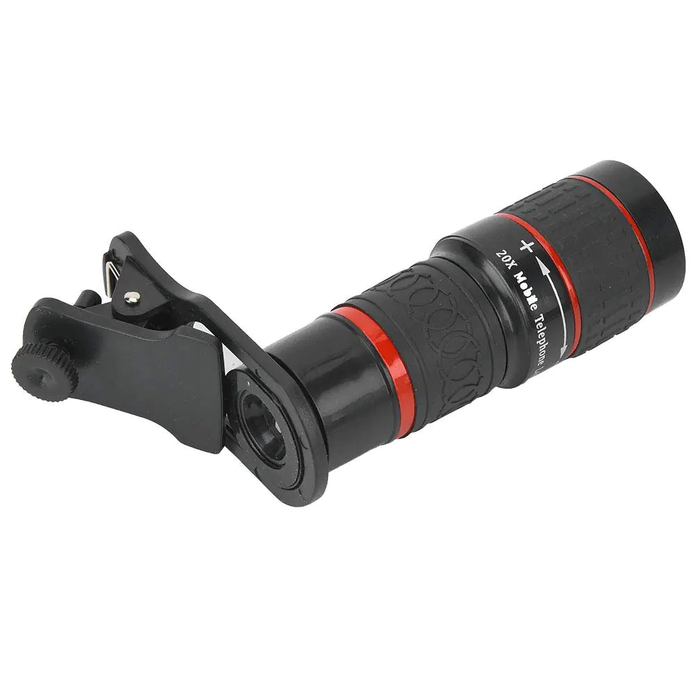 Lente telefoto con zoom de enfoque largo CFTGIW 20X con clip para teléfono inteligente, tableta, PC, color negro Lente telefoto con zoom de enfoque largo CFTGIW 20X con clip para teléfono inteligente, tableta, PC, para deporte