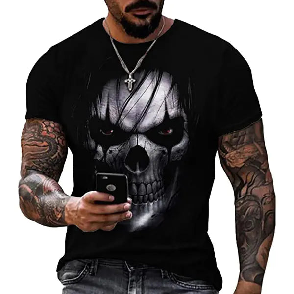 Camiseta informal para hombre con estampado de mitos en poliéster y elastano